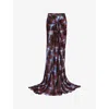 Dries Van Noten Womens Burgundy Smila Check-print Chiffon Maxi Skirt In Multi