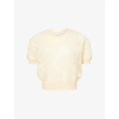 Dries Van Noten Womens Cream Lace Woven Cotton-knit Jumper In Neutral