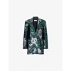 Dries Van Noten Bastis Abstract Floral Jacquard Single Breasted Crepe Blazer In Green