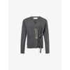Dries Van Noten Womens Dark Grey Tiah Embellished-patch Cashmere Cardigan In Gray