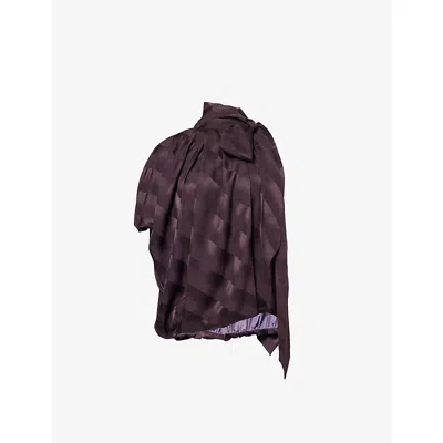 Dries Van Noten Womens Dark Purple One-sleeve Puffball Silk Top Xs