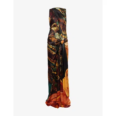 Dries Van Noten Womens Dessin A Daralyn Printed Silk Maxi Dress