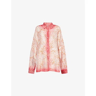 Dries Van Noten Womens Dessin B Abstract Long-sleeves Silk Shirt