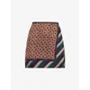 Dries Van Noten Womens Dessin C Gabrinas Multi-print Silk-blend Mini Skirt In Brown