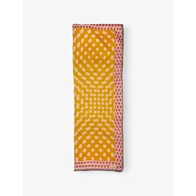 Dries Van Noten Womens Dessin C Graphic-print Woven Scarf In Orange