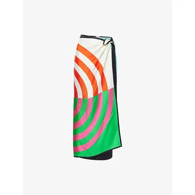 Dries Van Noten Womens Dessin C Scarf Wrap Silk Midi Skirt In Multi
