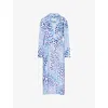 Dries Van Noten Womens Blue Abstract-print Belted Regular-fit Woven Coat