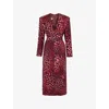 Dries Van Noten Womens Auber Abstract-print Belted Woven Midi Dress In Multi