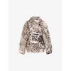 Dries Van Noten Womens Black Animal-print Balloon-sleeve Cotton Jacket In Black