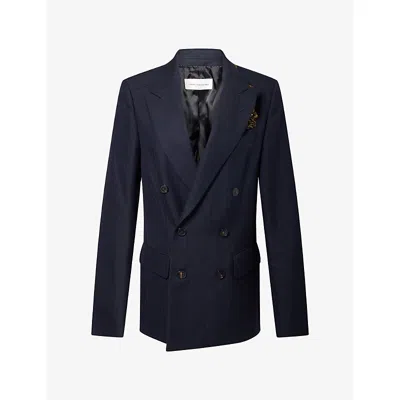 Dries Van Noten Womens  Barrysta Embellished Wool Blazer In Blue