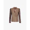 Dries Van Noten Embellished Metallic Jacquard-crepon And Checked Wool Double-breasted Jacket In Rust