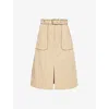 Dries Van Noten Womens Beige Belted Two-patch-pockets Cotton-poplin Midi Skirt In Beige