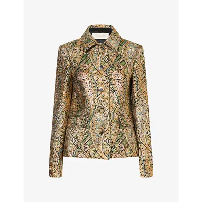 Dries Van Noten Womens  Bettsy Metallic-pattern Jacquard Jacket In Multi