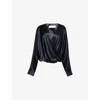 Dries Van Noten Womens Black Wrap-front Puffball Stretch-silk Shirt In Black