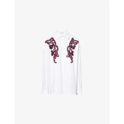 Dries Van Noten Womens White Casia Embroidered Cotton Shirt