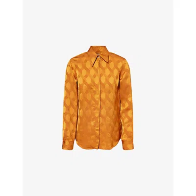 DRIES VAN NOTEN WOMENS ORANGE CHOWY PATTERNED LONG-SLEEVE WOVEN SHIRT