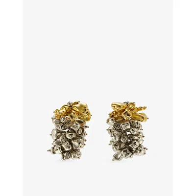 Dries Van Noten Womens  Cluster Metal Earrings In Silver