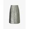 Dries Van Noten Womens Raf Crinkled-texture Split Woven Midi Skirt In Raf
