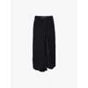 Dries Van Noten Womens Black Crinkled-texture Wrap Woven Midi Skirt In Black