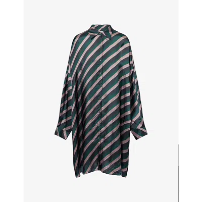 DRIES VAN NOTEN WOMENS BOTTLE DASIA DIAGONAL-STRIPE WOVEN MIDI DRESS