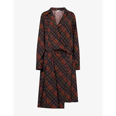 Dries Van Noten Womens  Delyn Wrap Cotton Midi Dress In Multi
