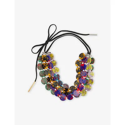 Dries Van Noten Womens  Disc Brass And Enamel Necklace In Multi