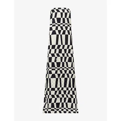 Dries Van Noten Womens Black Doja Printed Satin Maxi Dress In Neutral