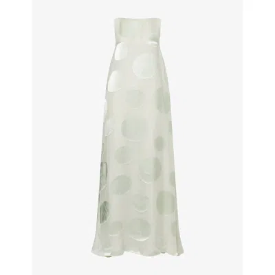 Dries Van Noten Womens Mint Draz Polkadot Silk-blend Maxi Dress In Green