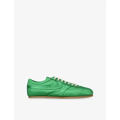 Dries Van Noten Womens  Dustin Satin Trainers In Green
