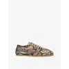 DRIES VAN NOTEN WOMENS BROWN/OTH DUSTIN SNAKE-PRINT LEATHER LOW-TOP TRAINERS EUR 35 / 2 UK