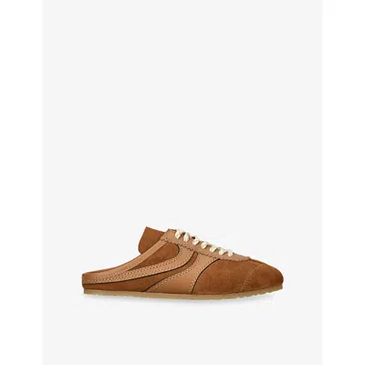 Dries Van Noten Suede Mules Rubber Sole Stitch Detailing In Brown