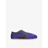 Dries Van Noten Suede Panel Sneakers Rubber Sole In Blue
