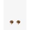 Dries Van Noten Womens Tiger-eye Embellished Semi-precious Stone And Brass Earrings In Brown