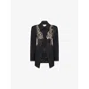 Dries Van Noten Womens Black Embellished Slim-fit Wool-blend Jacket