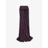 Dries Van Noten Womens  Embellished Twist Silk Midi Skirt In Purple