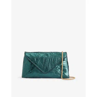 Dries Van Noten Womens  Envelope Small Leather Pouch In Forest