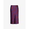Shop Dries Van Noten Womens Burgundy Floral-print Split Woven-blend Midi Skirt