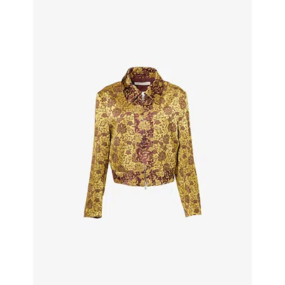 Dries Van Noten Vurano Floral Jacquard Zip Jacket In Ocra