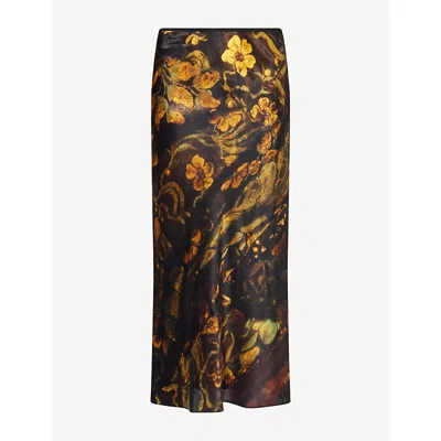 Dries Van Noten Womens  Floral-print Silk Midi Skirt In Dessin C