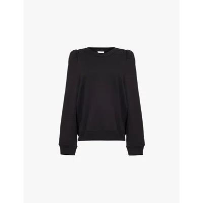 Dries Van Noten Womens Black Hambaro Puff-shoulder Long-sleeve Cotton-jersey Sweatshirt