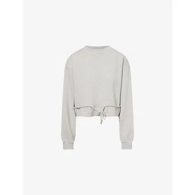 Dries Van Noten Womens Grey Melange Hasterfiela Drawstring Cotton Sweatshirt In Gray