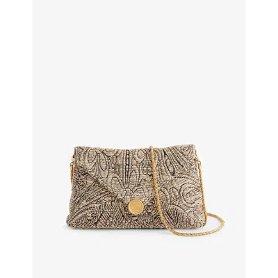 Dries Van Noten Womens  Jacquard Woven Clutch Bag In Natural