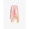 Shop Dries Van Noten Womens Pink Lace-embroidery Drawstring Stretch-silk Midi Skirt