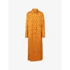 Dries Van Noten Patterned-jacquard Coat In Orange
