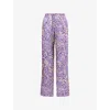 Dries Van Noten Womens Peach Puvis Printed Silk Trousers In Purple