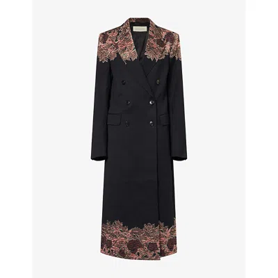 Dries Van Noten Womens  Rarrysta Embroidered Woven Coat In Black