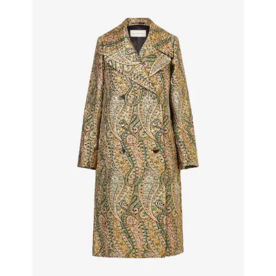 Dries Van Noten Womens  Riani Metallic-pattern Woven Coat In Multi