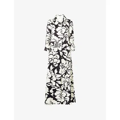 Dries Van Noten Womens Black Rimi Graphic-print Satin Coat