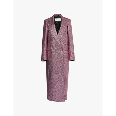 Dries Van Noten Womens Pink Rinko Double-breasted Metallic-weave Coat