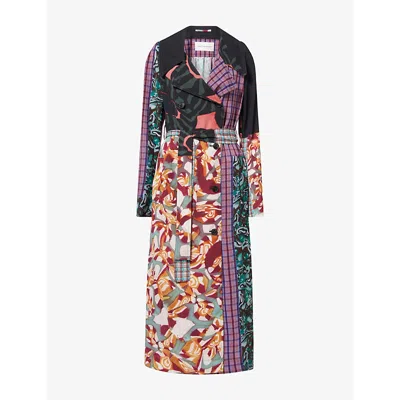 Dries Van Noten Womens  Rolana Stripe-pattern Woven Trench Coat In Dessin B